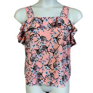 Banana Republic Women's Floral Print Ruffle Detail Top